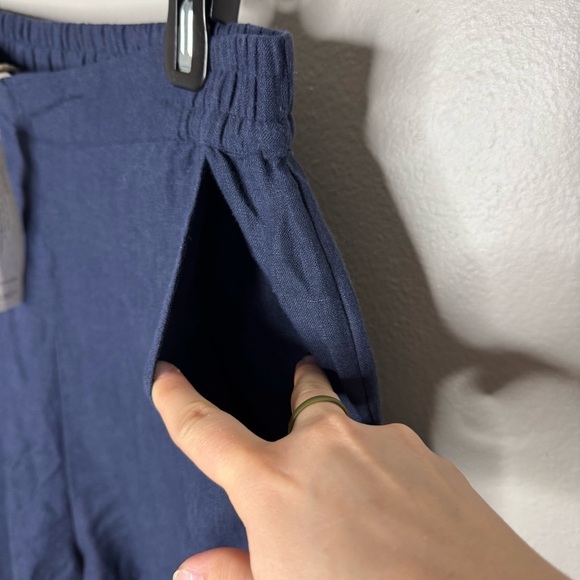 NWT MAMÈNE ESSENTIAL LINEN WIDE LEG PANT NAVY BLUE - Picture 5 of 14